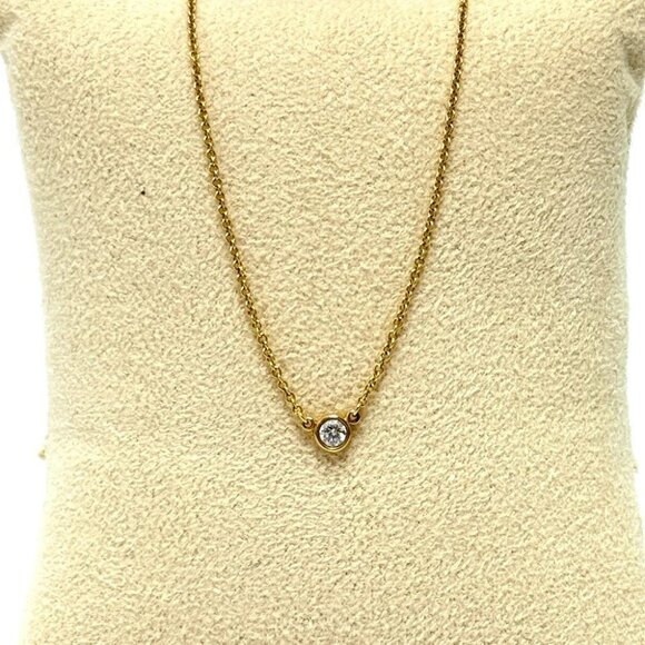 TIFFANY&Co. K18YG 1P Diamond By the Yard Elsa Peretti Accessory Jewelry Necklace - Picture 1 of 11